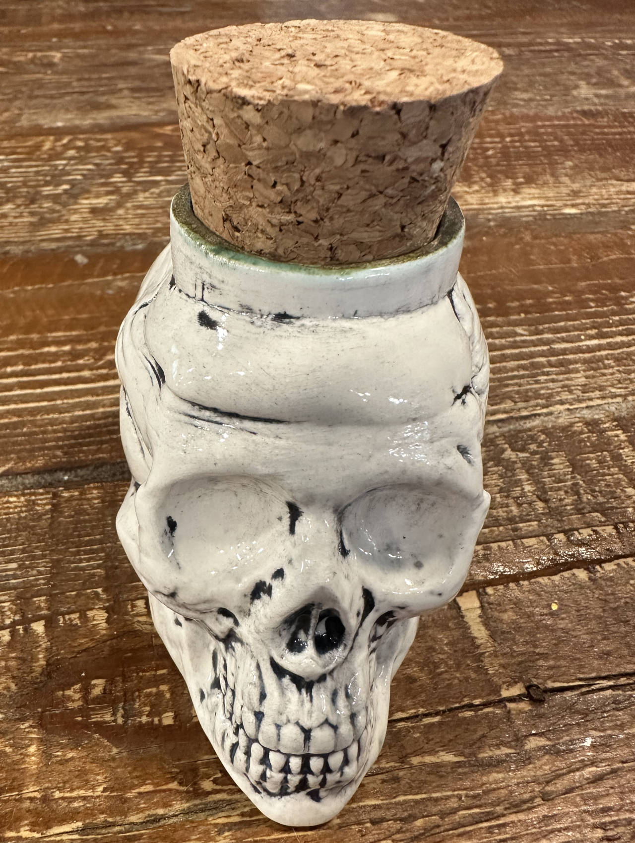 Skull Jar with Cork Lid